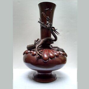 SOLD - Japan Edo/Meiji Period Bronze Vase with Shinto Dragon